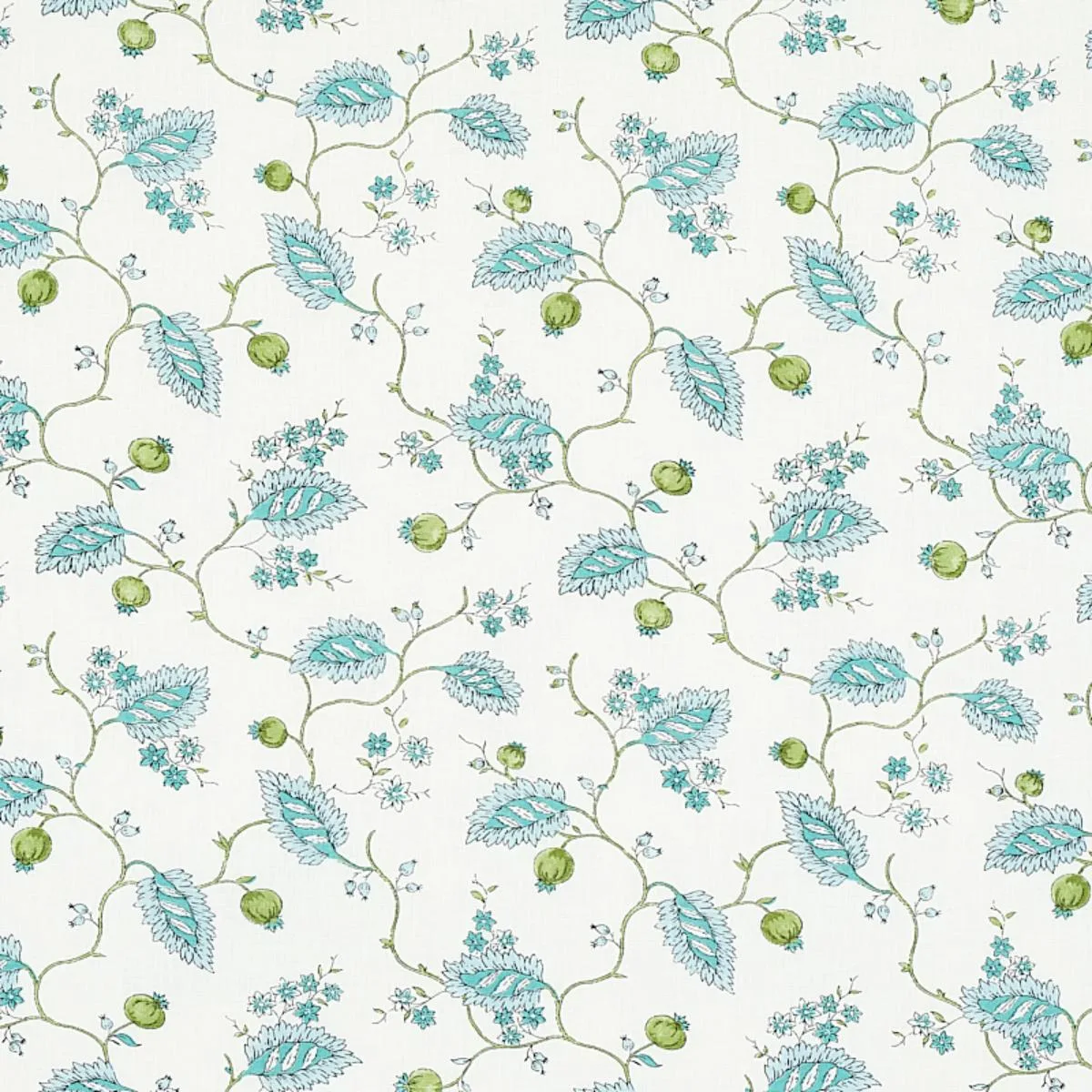 Schumacher 179451 Maryam Vine Peacock fabric swatch