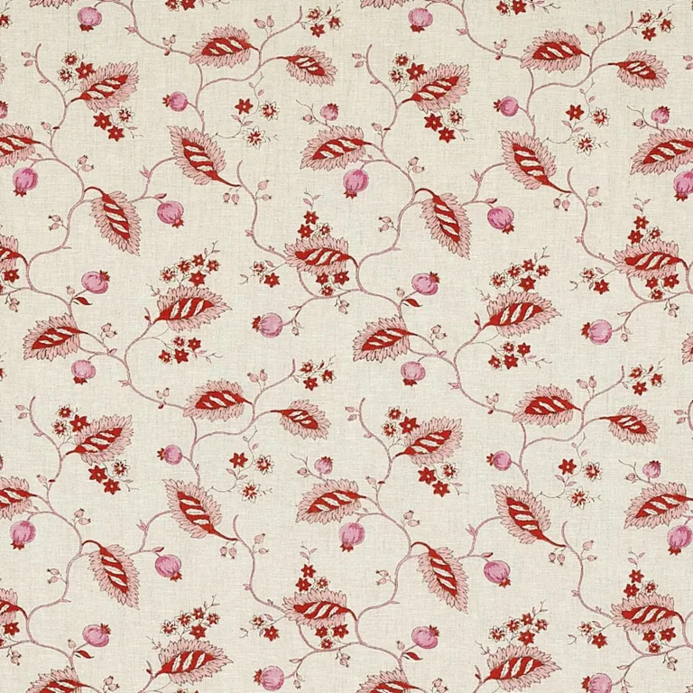Schumacher 179450 Maryam Vine Pink & Red fabric swatch