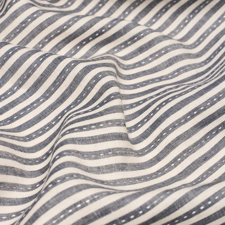 Schumacher 180592 Mathis Ticking Stripe Carbon fabric swatch