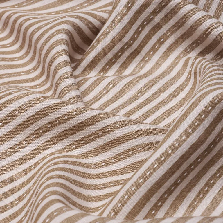 Schumacher 180594 Mathis Ticking Stripe Flax fabric swatch