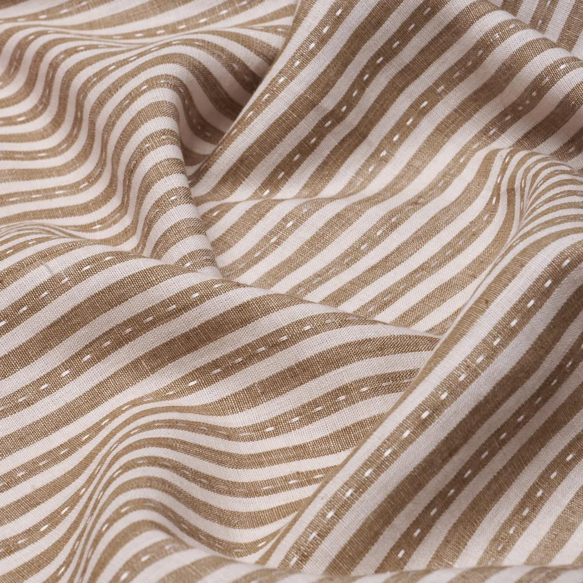 Schumacher 180594 Mathis Ticking Stripe Flax fabric swatch