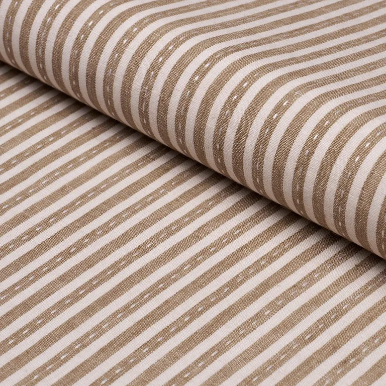 Schumacher 180594 Mathis Ticking Stripe Flax fabric swatch
