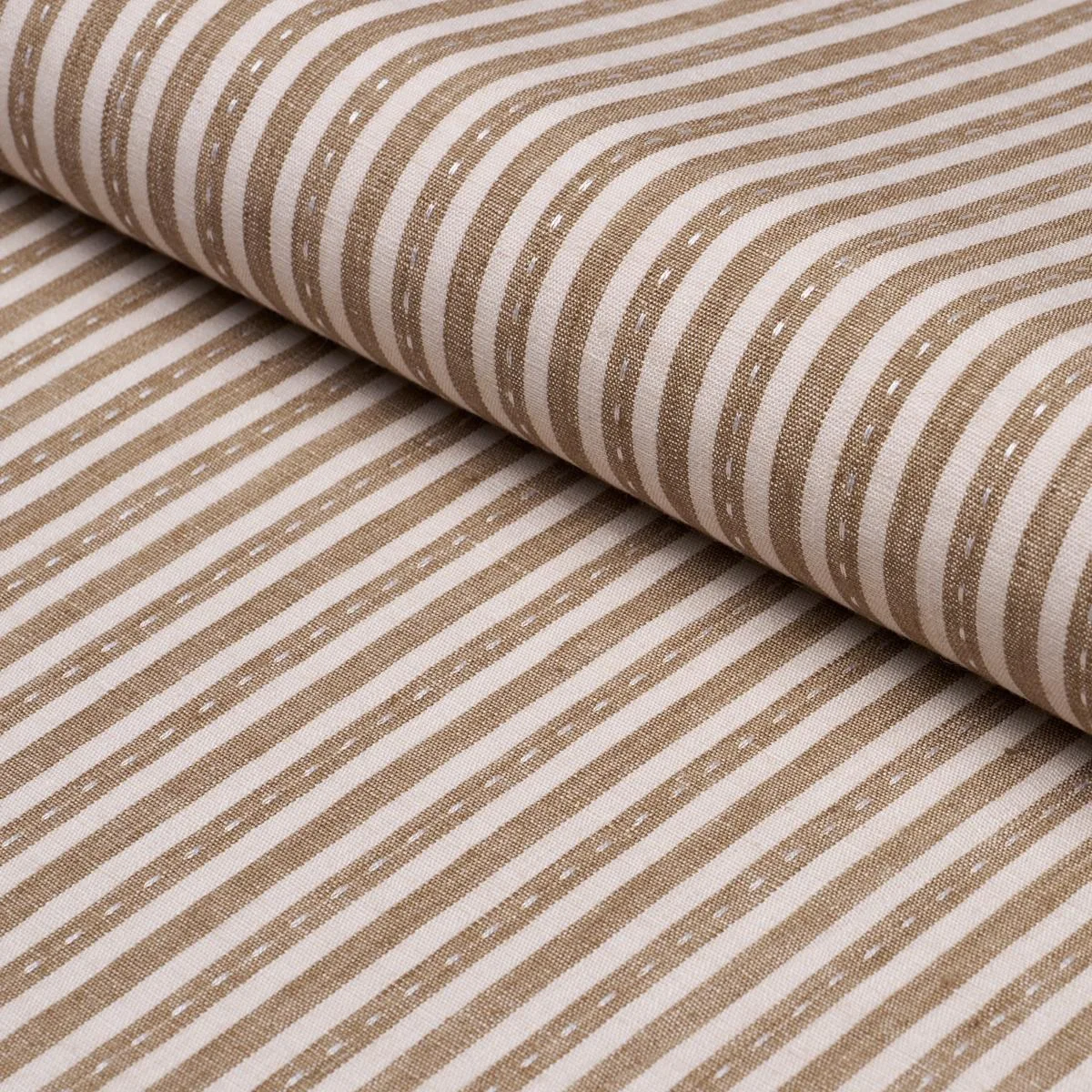Schumacher 180594 Mathis Ticking Stripe Flax fabric swatch