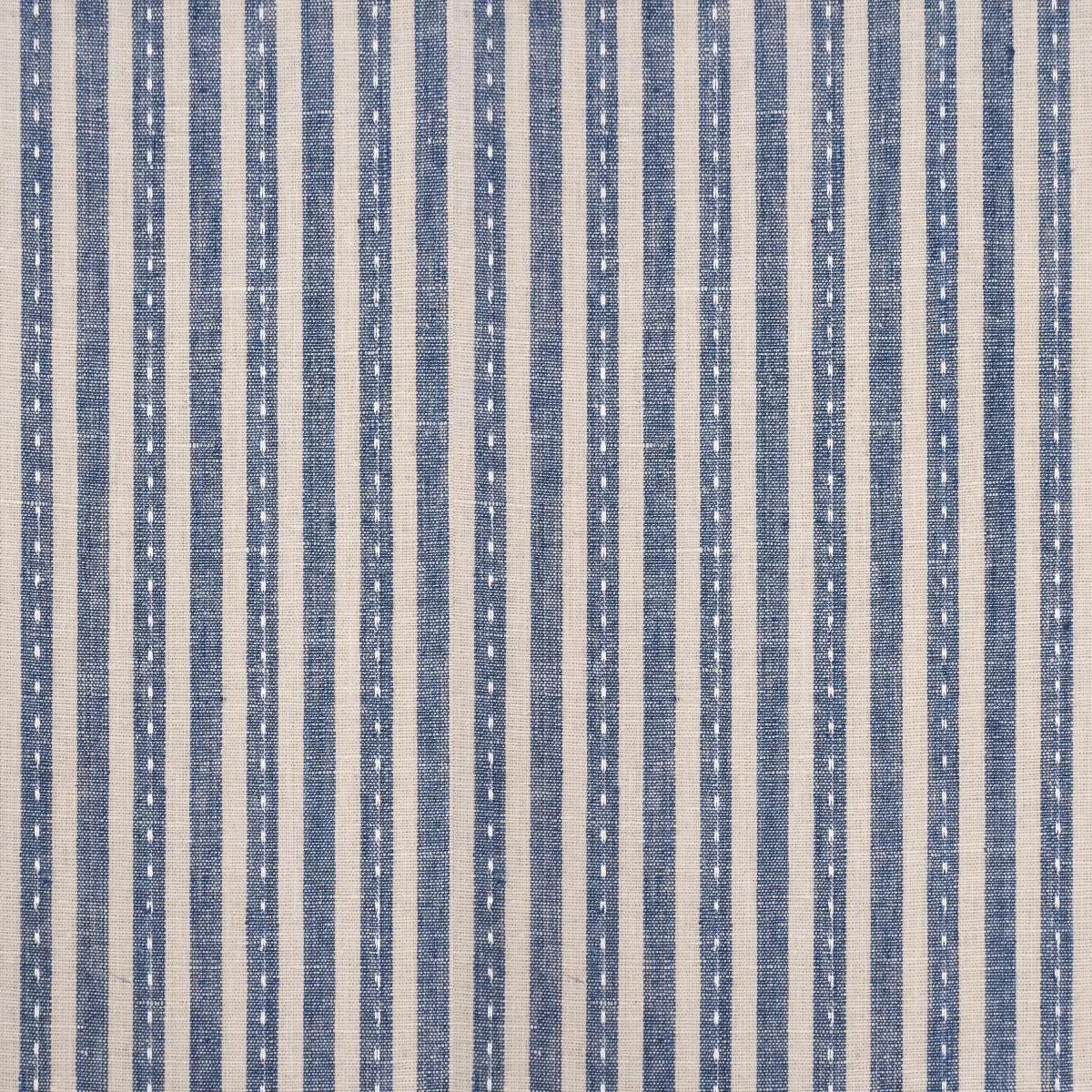 Schumacher 180593 Mathis Ticking Stripe Indigo fabric swatch