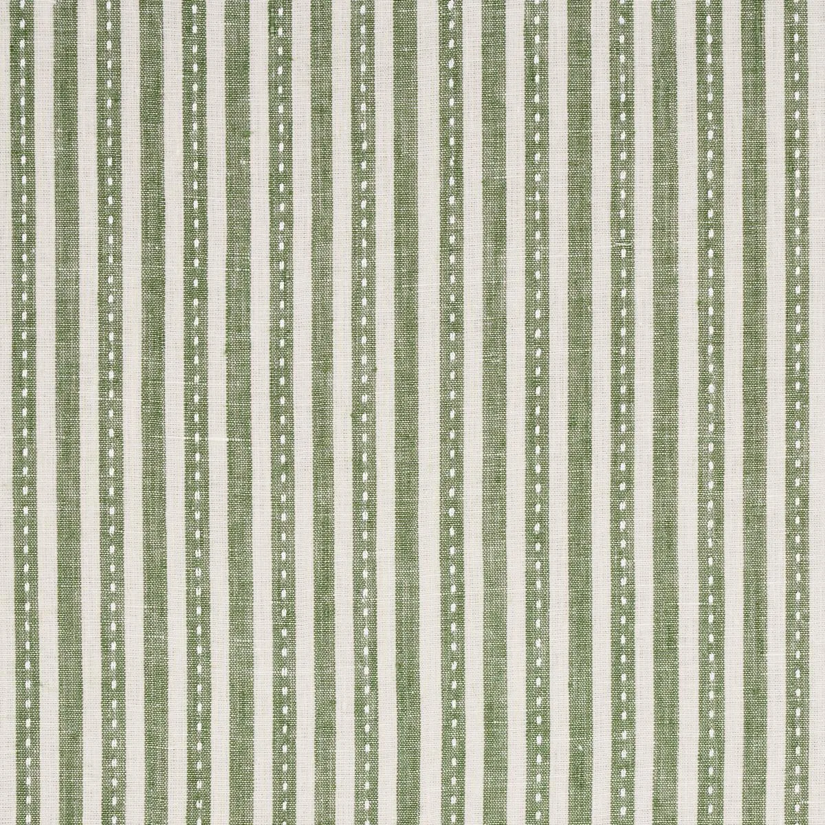 Schumacher 180591 Mathis Ticking Stripe Sage fabric swatch