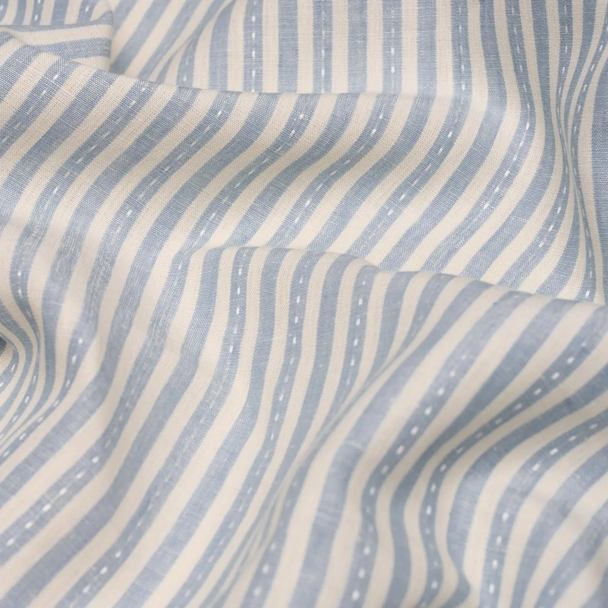 Schumacher 180590 Mathis Ticking Stripe Sky fabric swatch