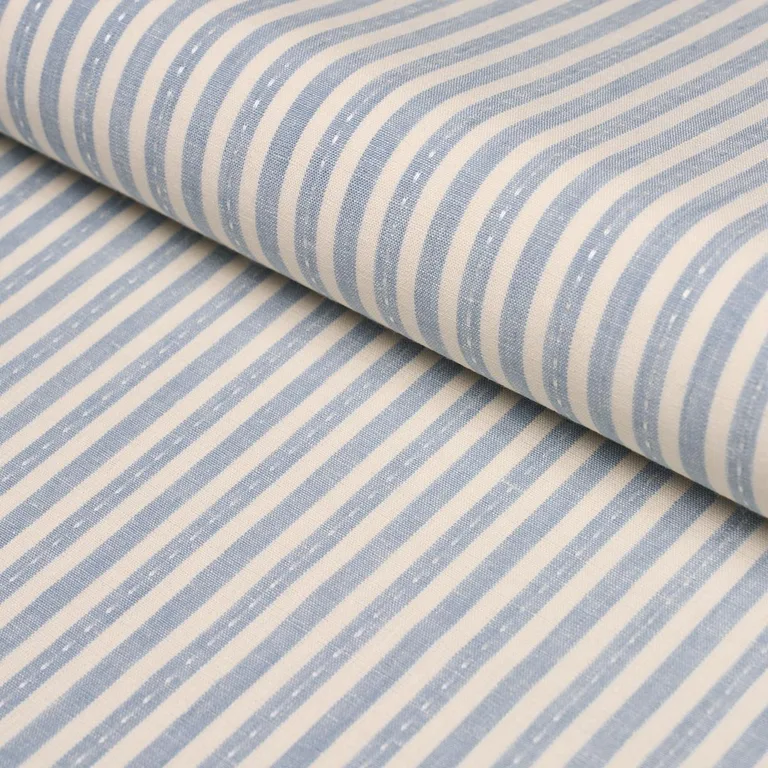 Schumacher 180590 Mathis Ticking Stripe Sky fabric swatch