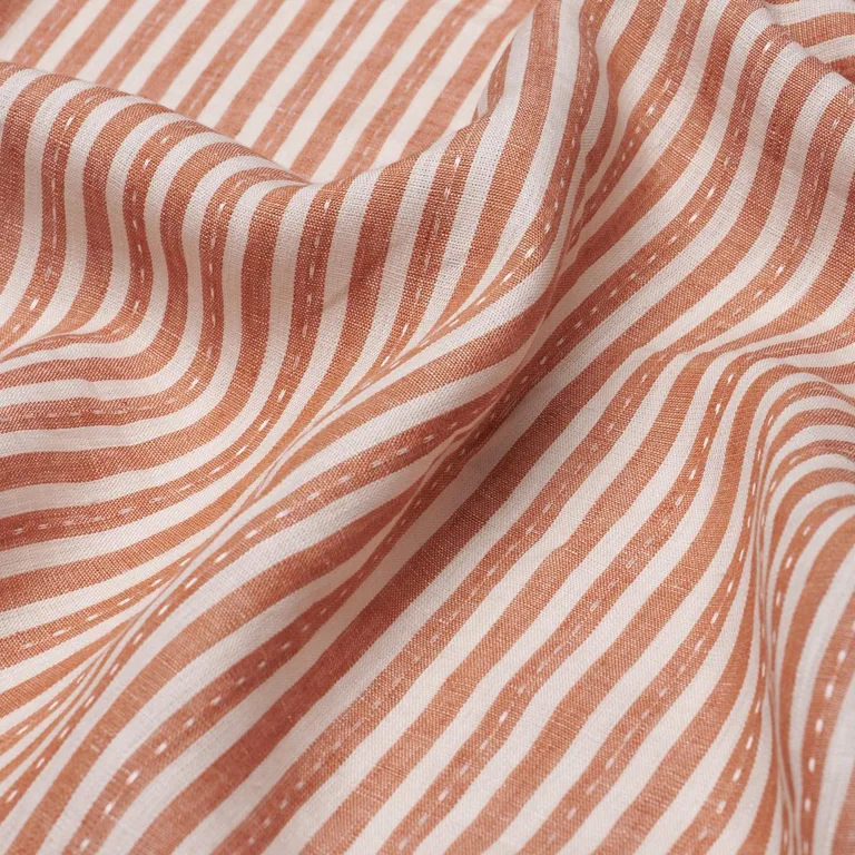 Schumacher 180595 Mathis Ticking Stripe Spice fabric swatch