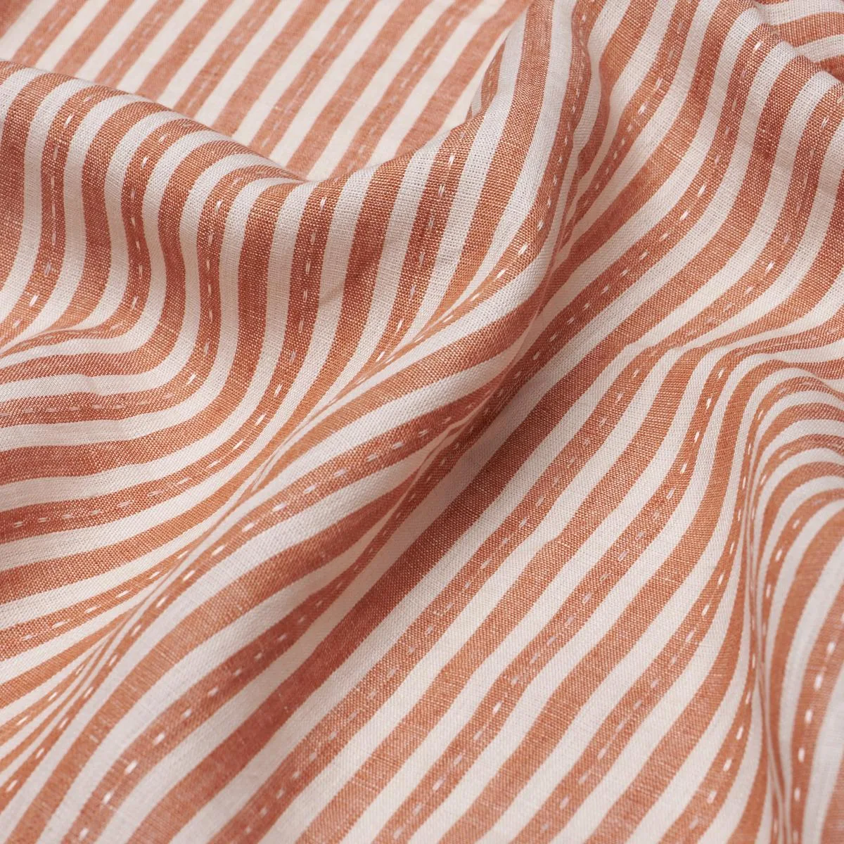 Schumacher 180595 Mathis Ticking Stripe Spice fabric swatch
