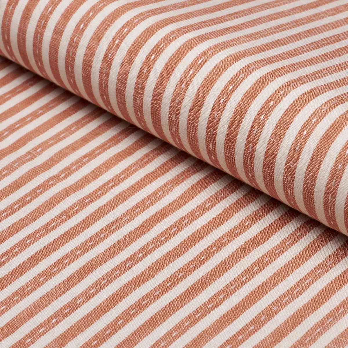 Schumacher 180595 Mathis Ticking Stripe Spice fabric swatch