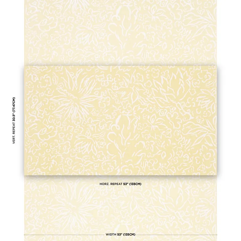 Schumacher TL400051 Matisse White On Yellow fabric swatch
