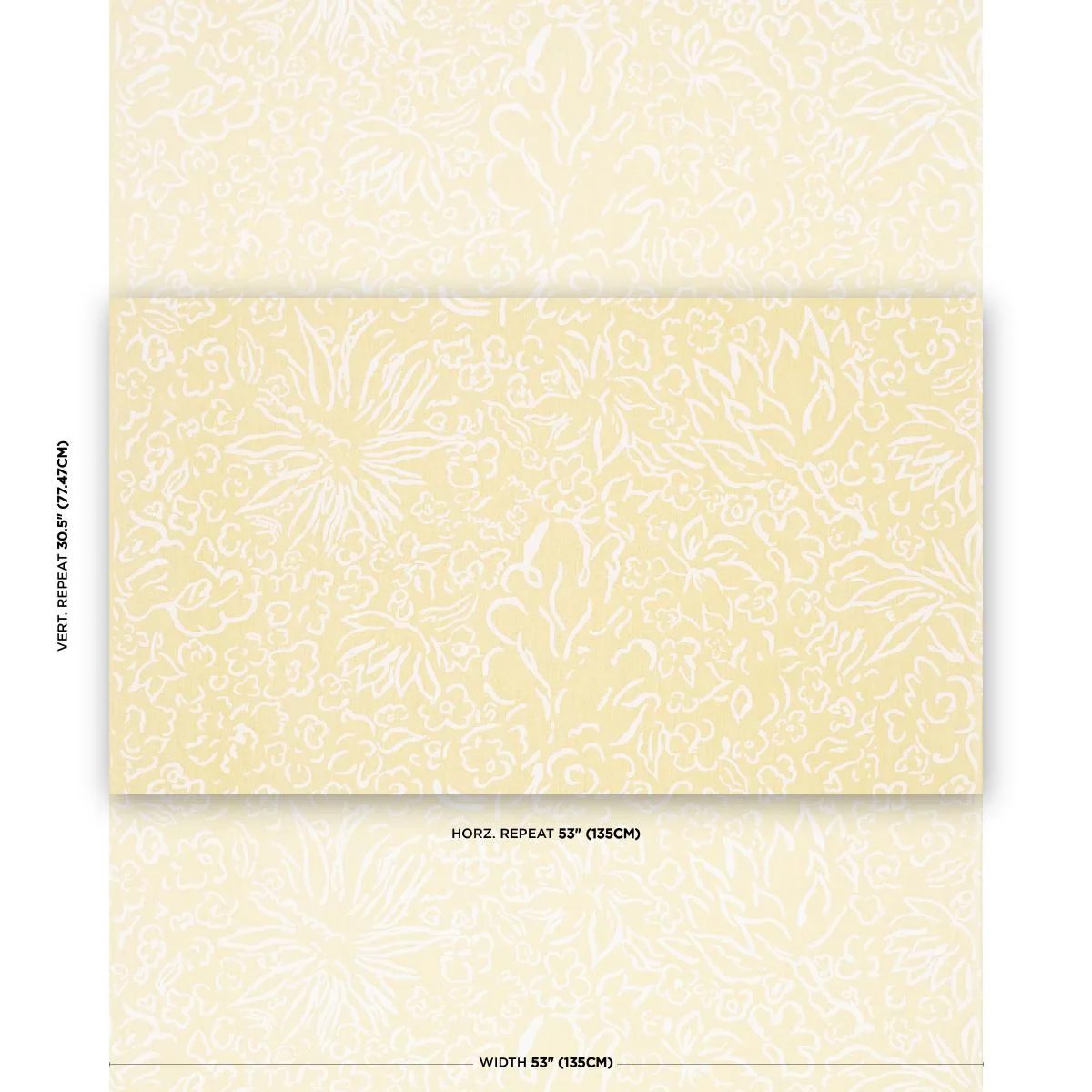 Schumacher TL400051 Matisse White On Yellow fabric swatch