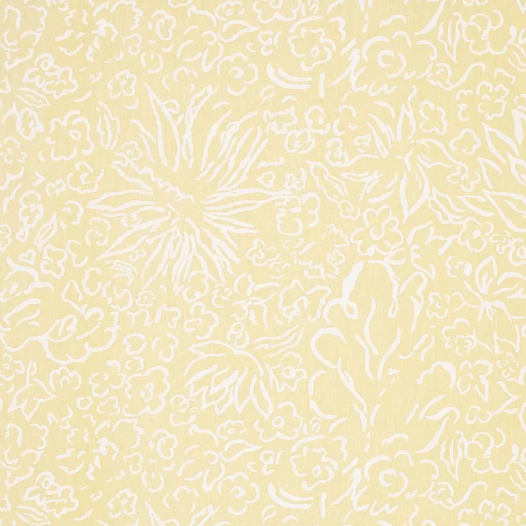 Schumacher TL400051 Matisse White On Yellow fabric swatch