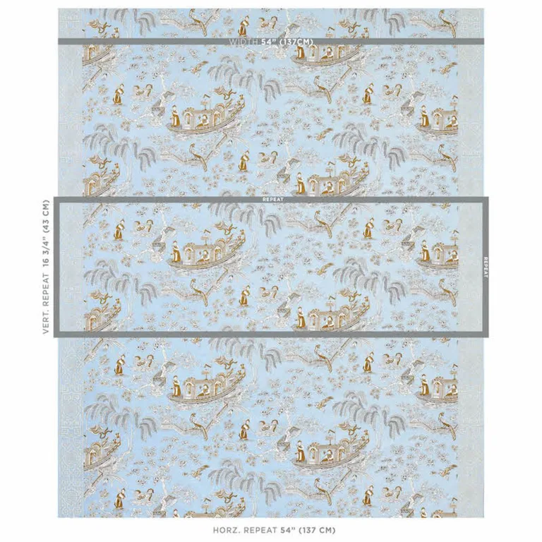 Schumacher 179611 Matsudana Blue fabric swatch