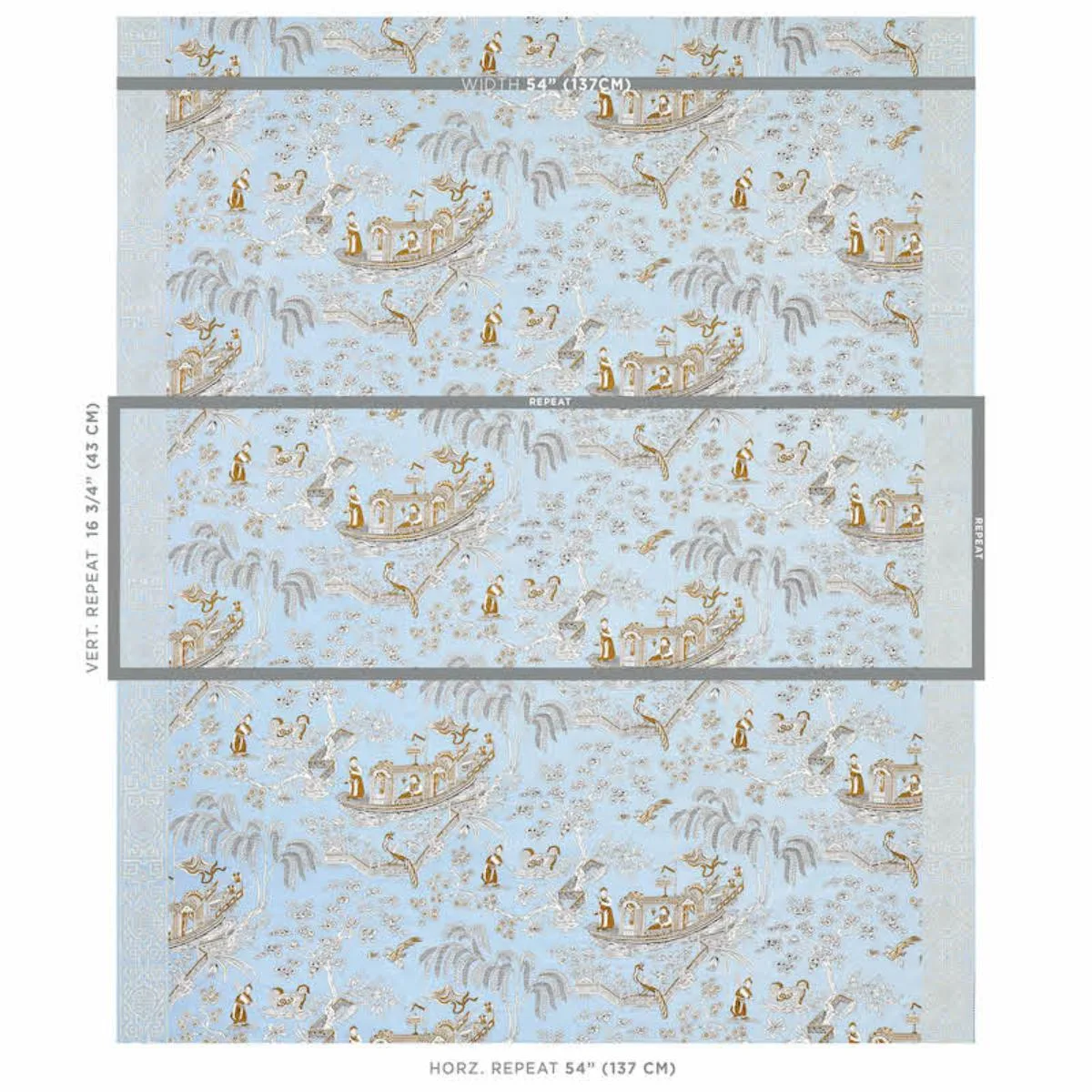 Schumacher 179611 Matsudana Blue fabric swatch