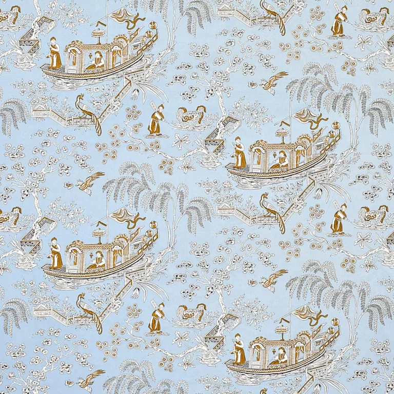 Schumacher 179611 Matsudana Blue fabric swatch