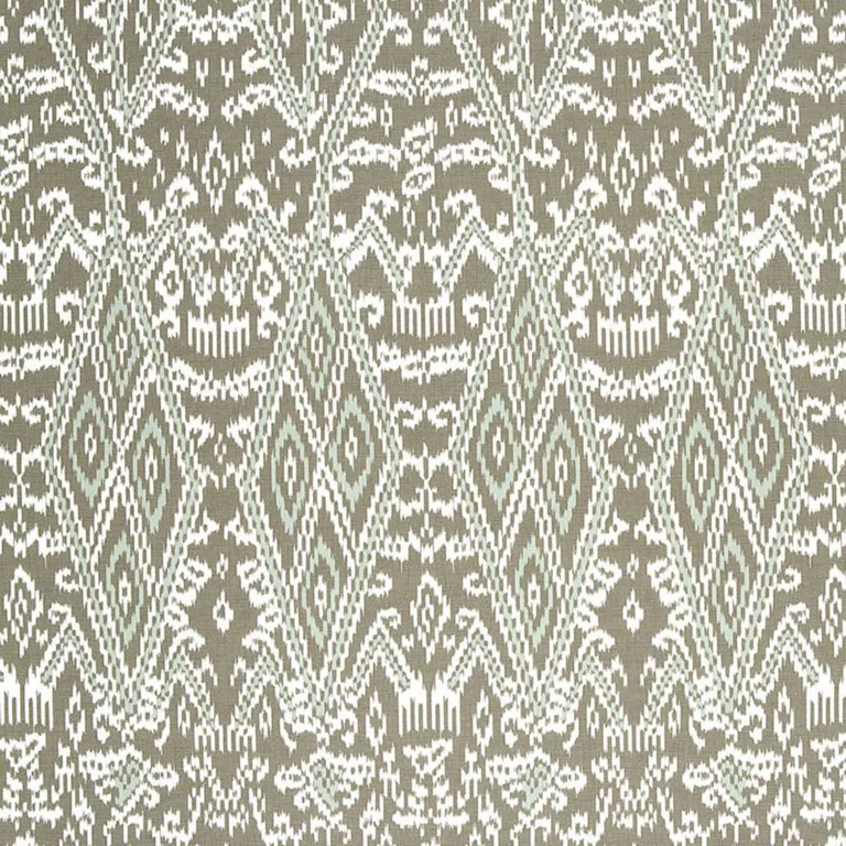 Schumacher 174751 Maya Ikat Print Greige fabric swatch