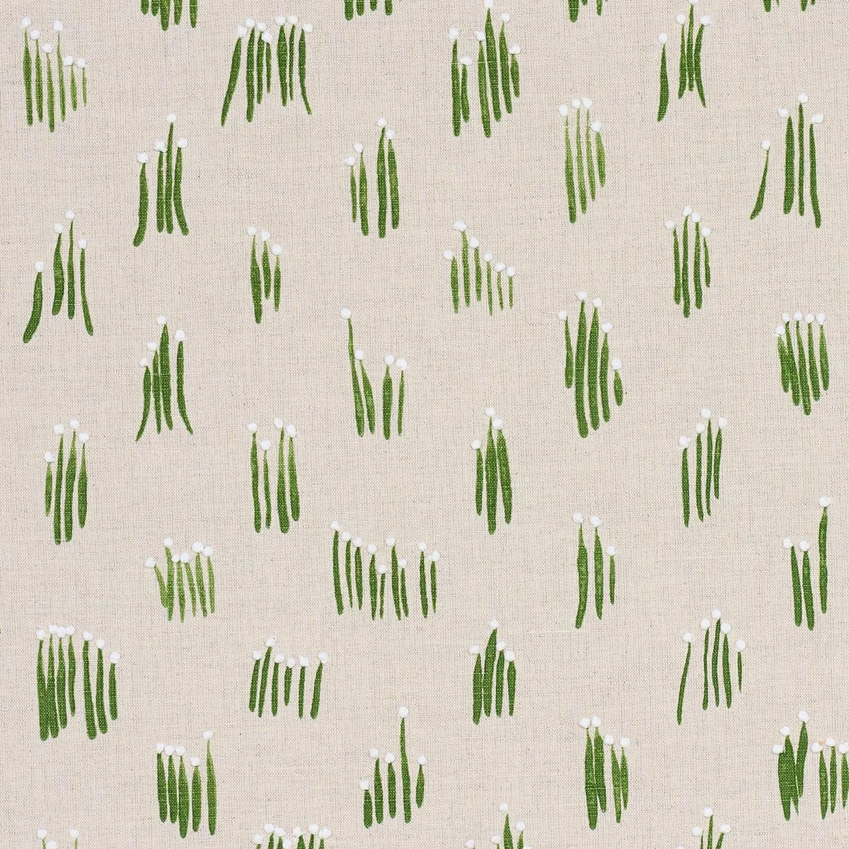 Schumacher 84391 Meadow Button Hand Embroidery Neutral fabric swatch