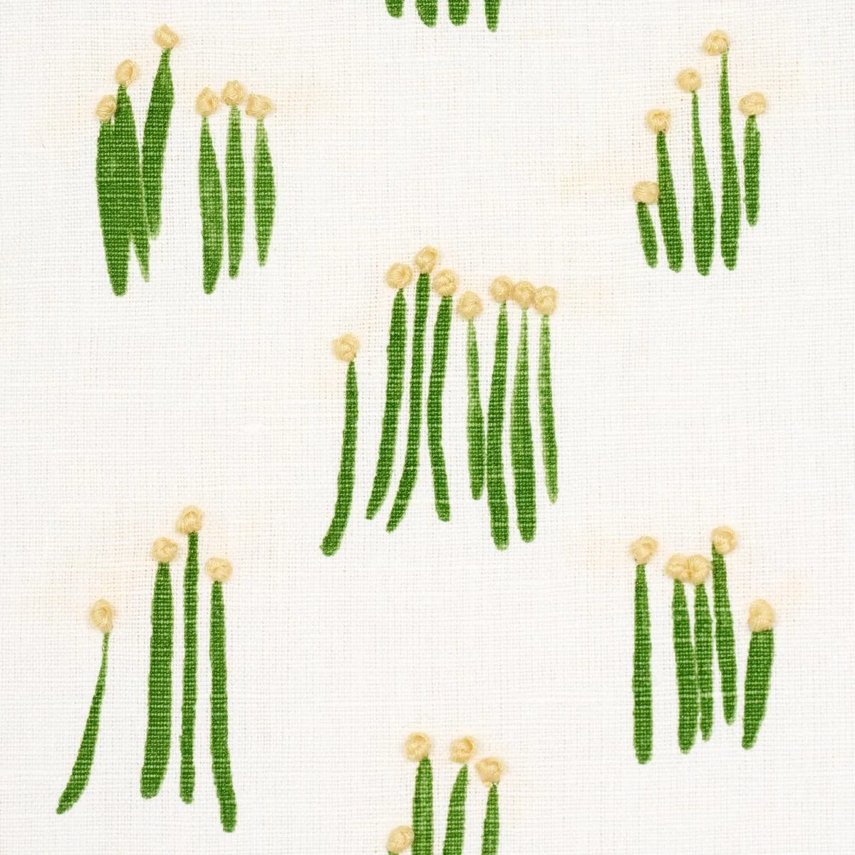 Schumacher 84390 Meadow Button Hand Embroidery Yellow fabric swatch