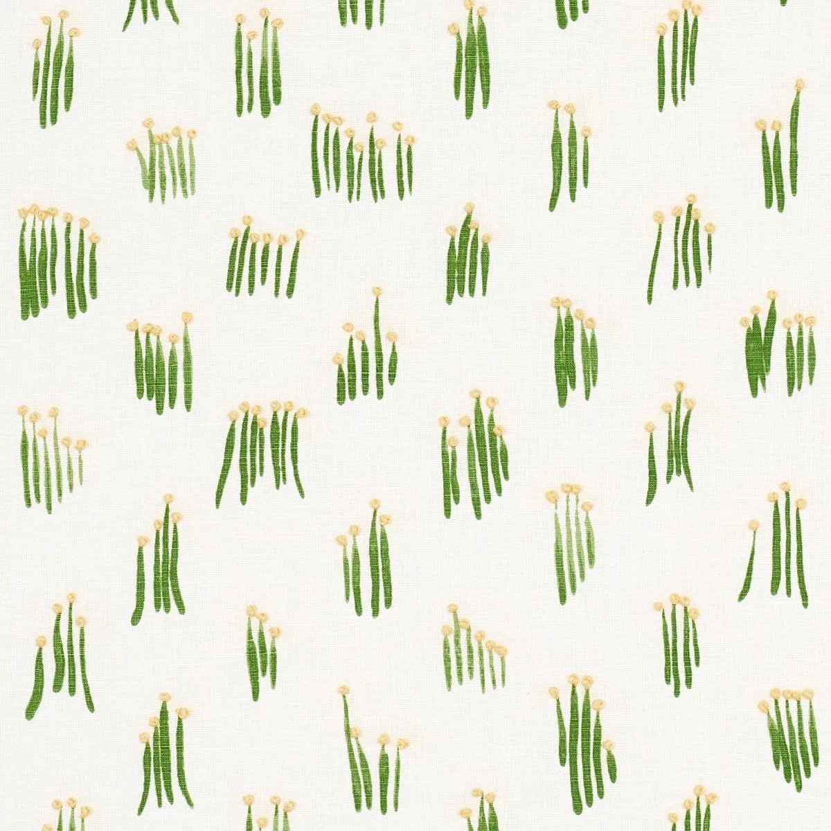 Schumacher 84390 Meadow Button Hand Embroidery Yellow fabric swatch