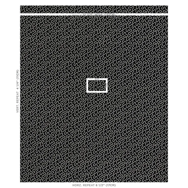 Schumacher 67605 Meander Embroidery Black fabric swatch