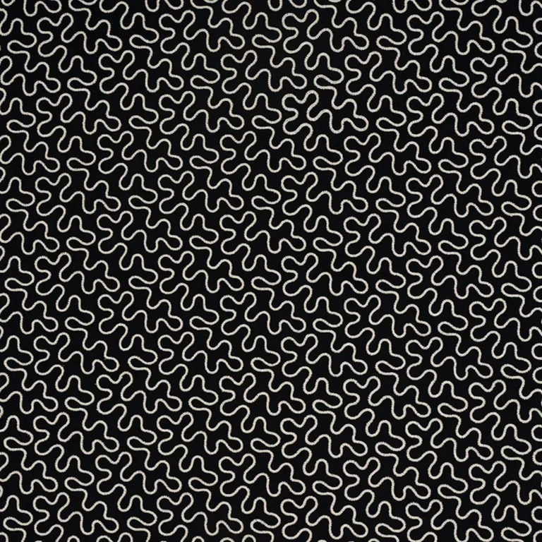 Schumacher 67605 Meander Embroidery Black fabric swatch