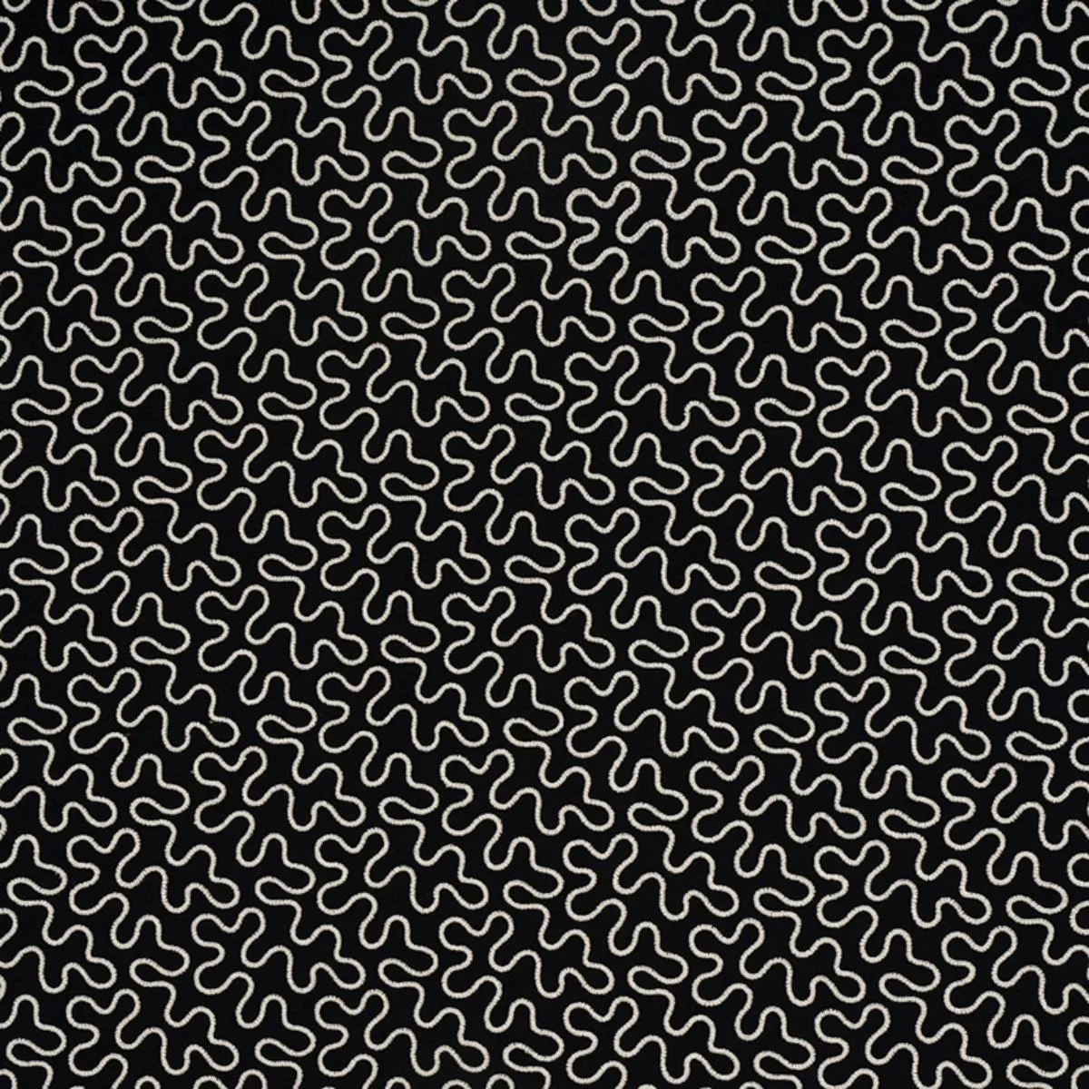 Schumacher 67605 Meander Embroidery Black fabric swatch