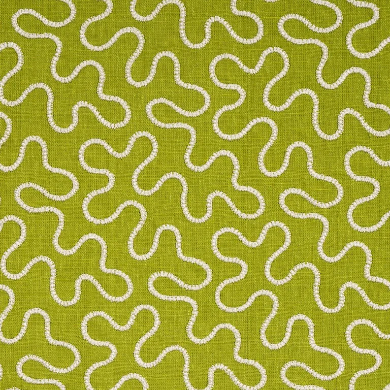 Schumacher 67604 Meander Embroidery Leaf fabric swatch