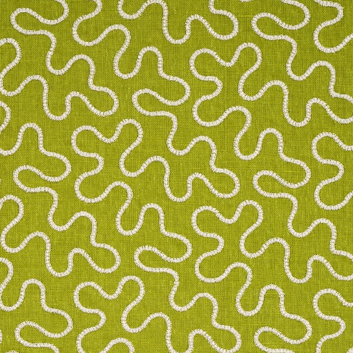 Schumacher 67604 Meander Embroidery Leaf fabric swatch