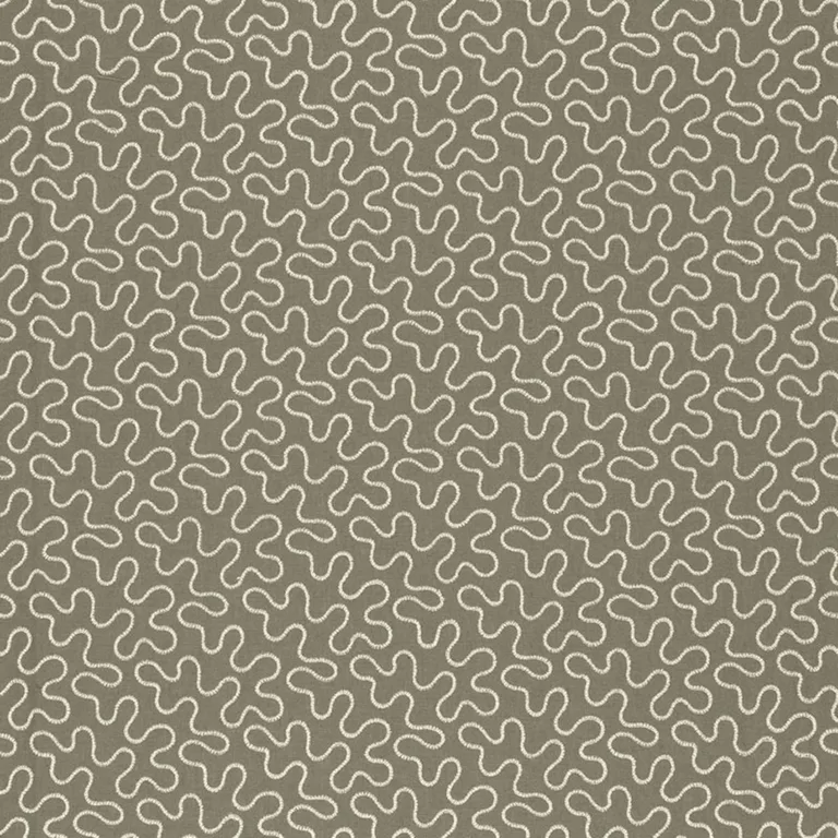 Schumacher 67602 Meander Embroidery Peat fabric swatch