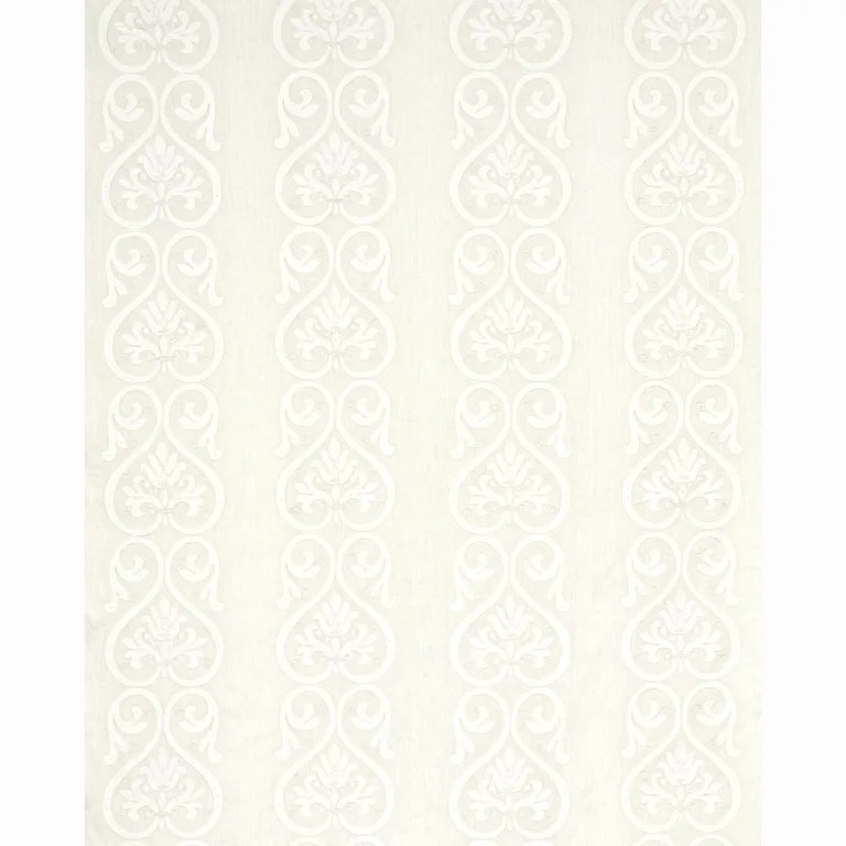 Schumacher 67640 Medici Embroidered Sheer Blanc fabric swatch