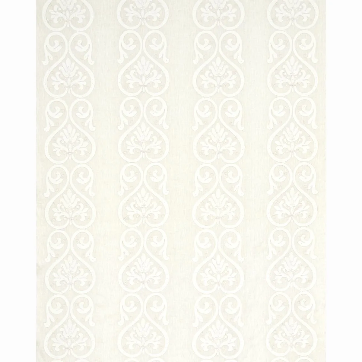 Schumacher 67640 Medici Embroidered Sheer Blanc fabric swatch
