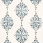 Schumacher 175321 Mehndi Linen Print Indigo fabric swatch