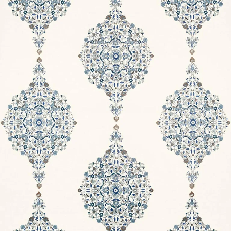 Schumacher 175321 Mehndi Linen Print Indigo fabric swatch