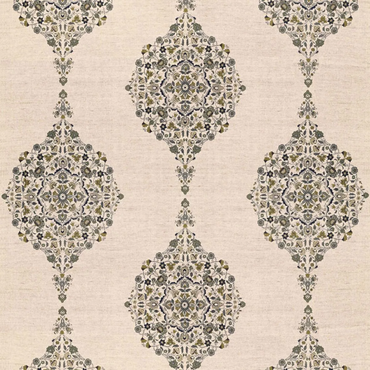 Schumacher 175322 Mehndi Linen Print Smoke fabric swatch