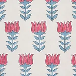 Schumacher 181392 Mia Tulip Delft & Crimson fabric swatch
