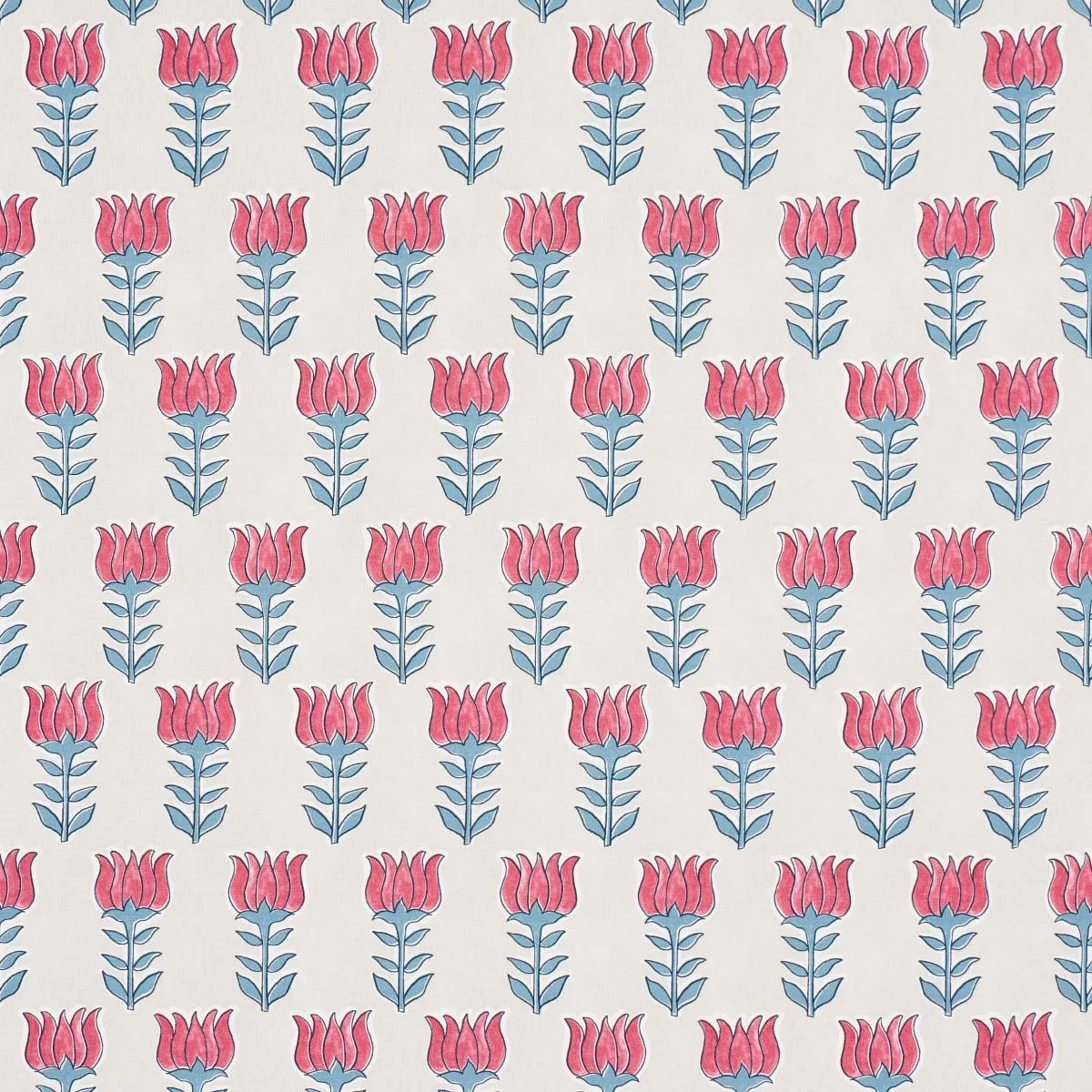 Schumacher 181392 Mia Tulip Delft & Crimson fabric swatch