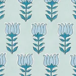 Schumacher 181391 Mia Tulip Mineral & Blue fabric swatch