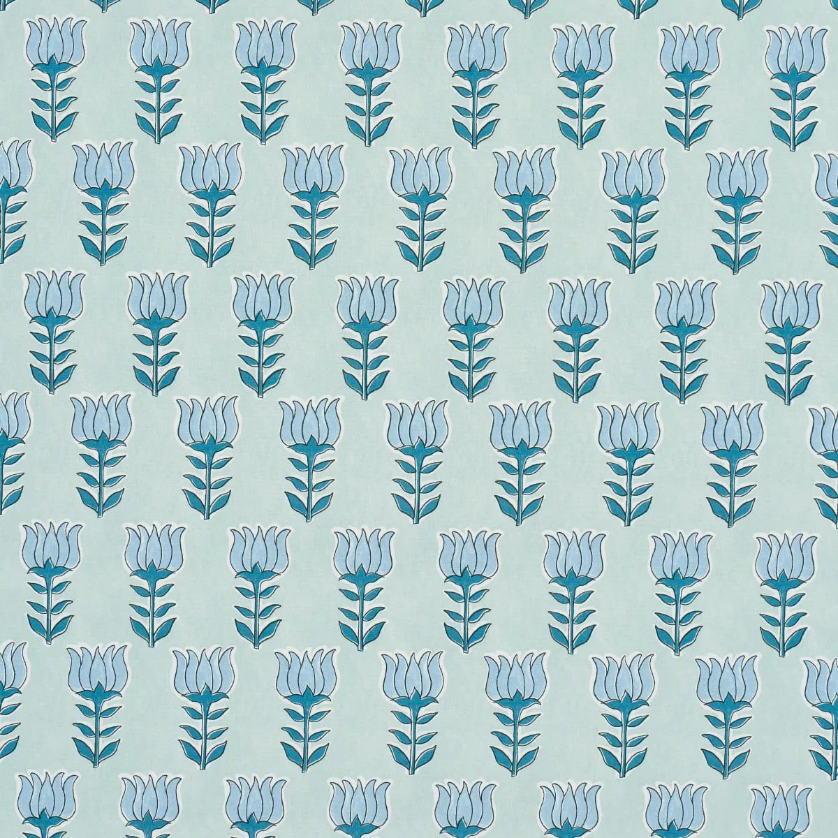 Schumacher 181391 Mia Tulip Mineral & Blue fabric swatch