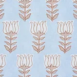 Schumacher 181390 Mia Tulip Sky & Sand fabric swatch
