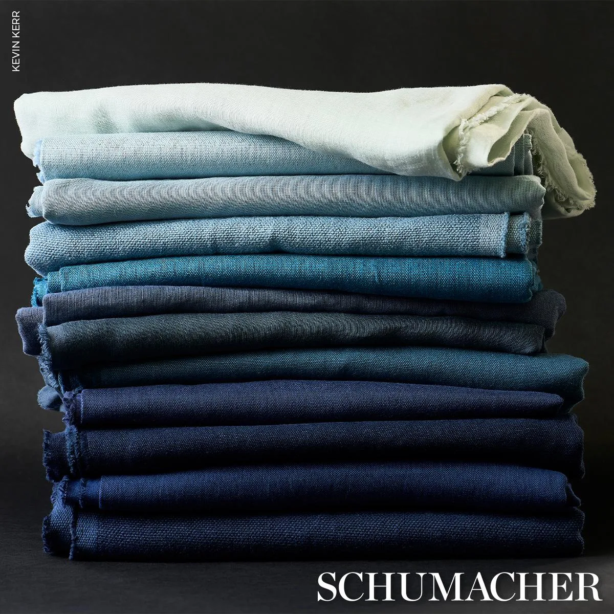 Schumacher 93223 Middleton Linen Glacier fabric swatch