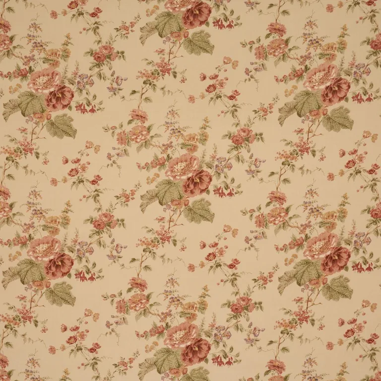 Schumacher 183132 Midsummer Hollyhock Beige fabric swatch