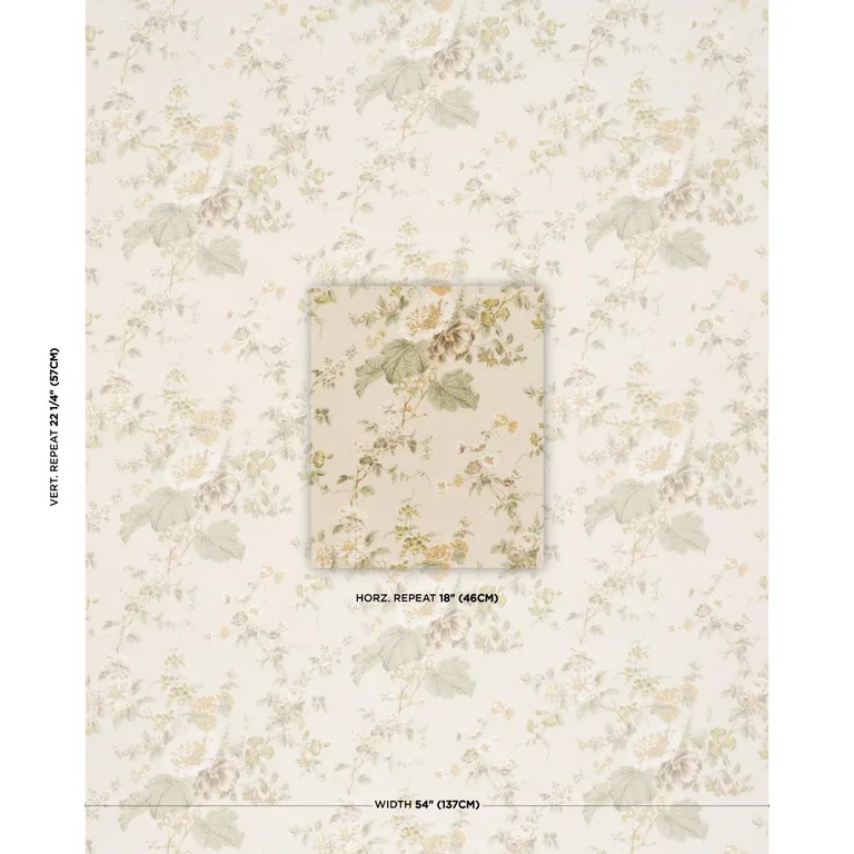 Schumacher 183131 Midsummer Hollyhock Citron fabric swatch