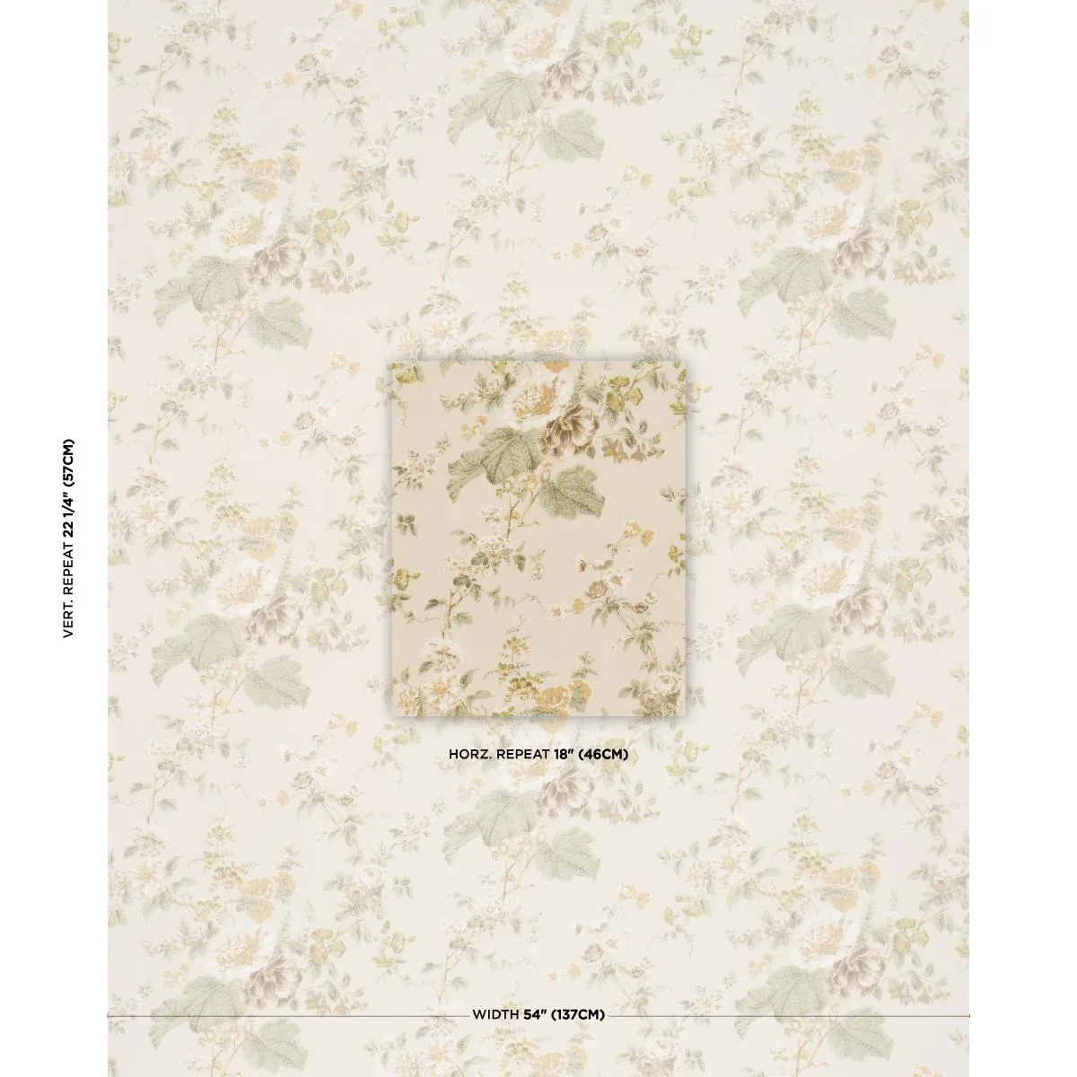 Schumacher 183131 Midsummer Hollyhock Citron fabric swatch