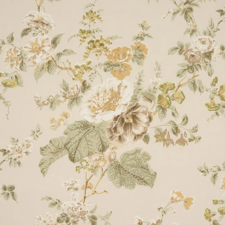 Schumacher 183131 Midsummer Hollyhock Citron fabric swatch