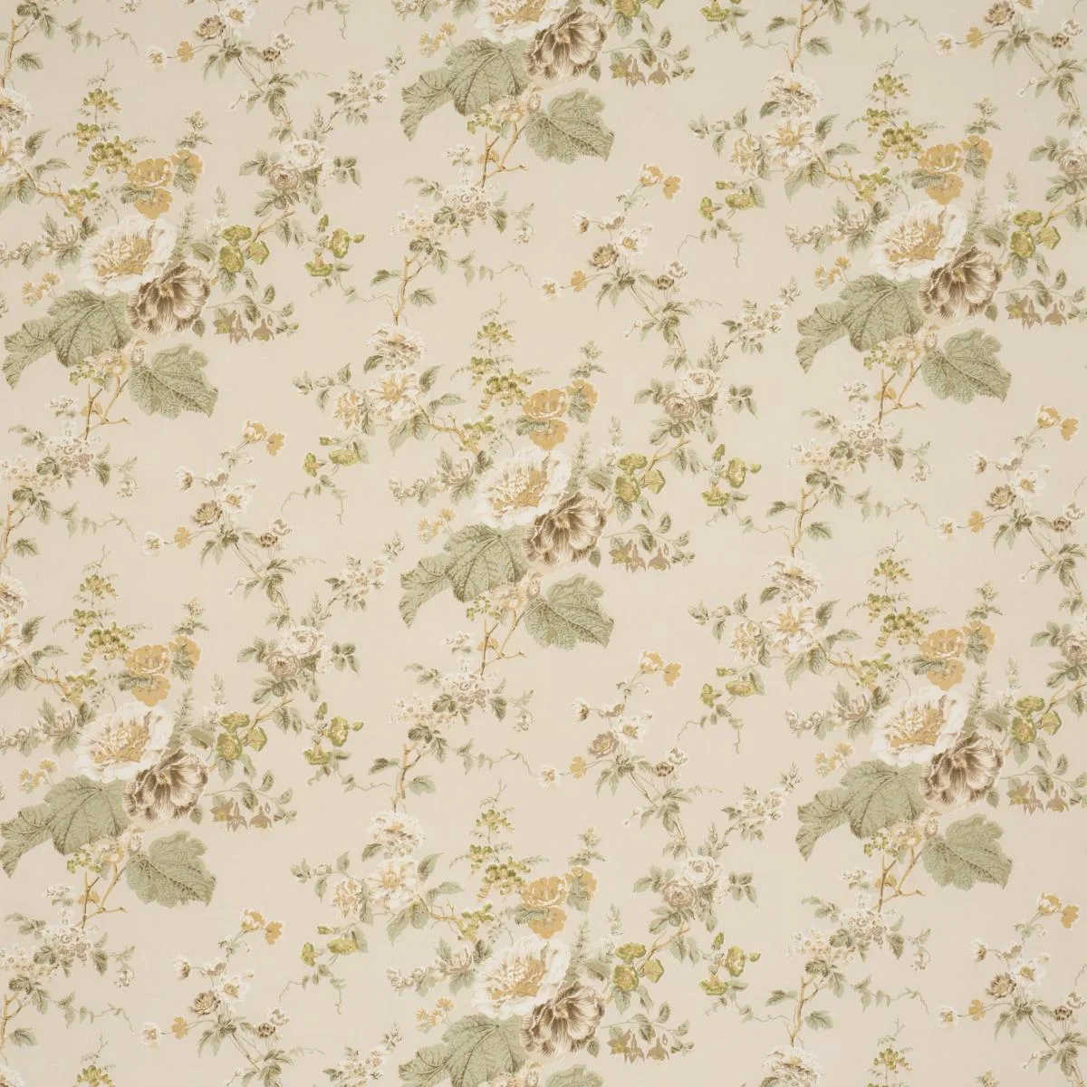 Schumacher 183131 Midsummer Hollyhock Citron fabric swatch