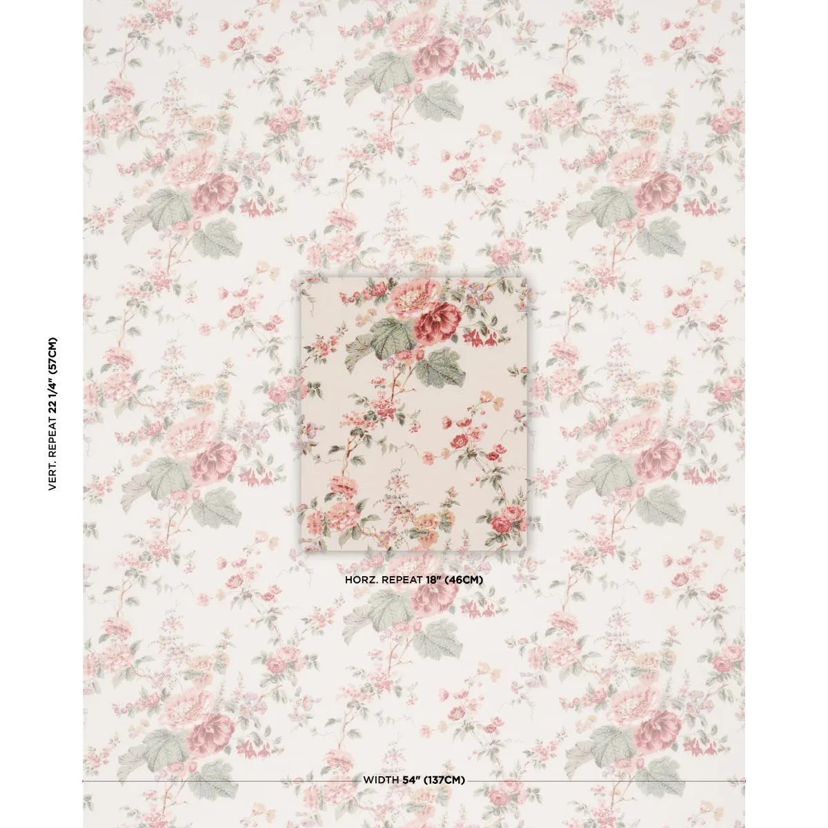 Schumacher 183130 Midsummer Hollyhock Rose fabric swatch