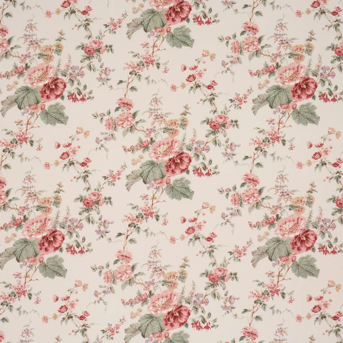 Schumacher 183130 Midsummer Hollyhock Rose fabric swatch