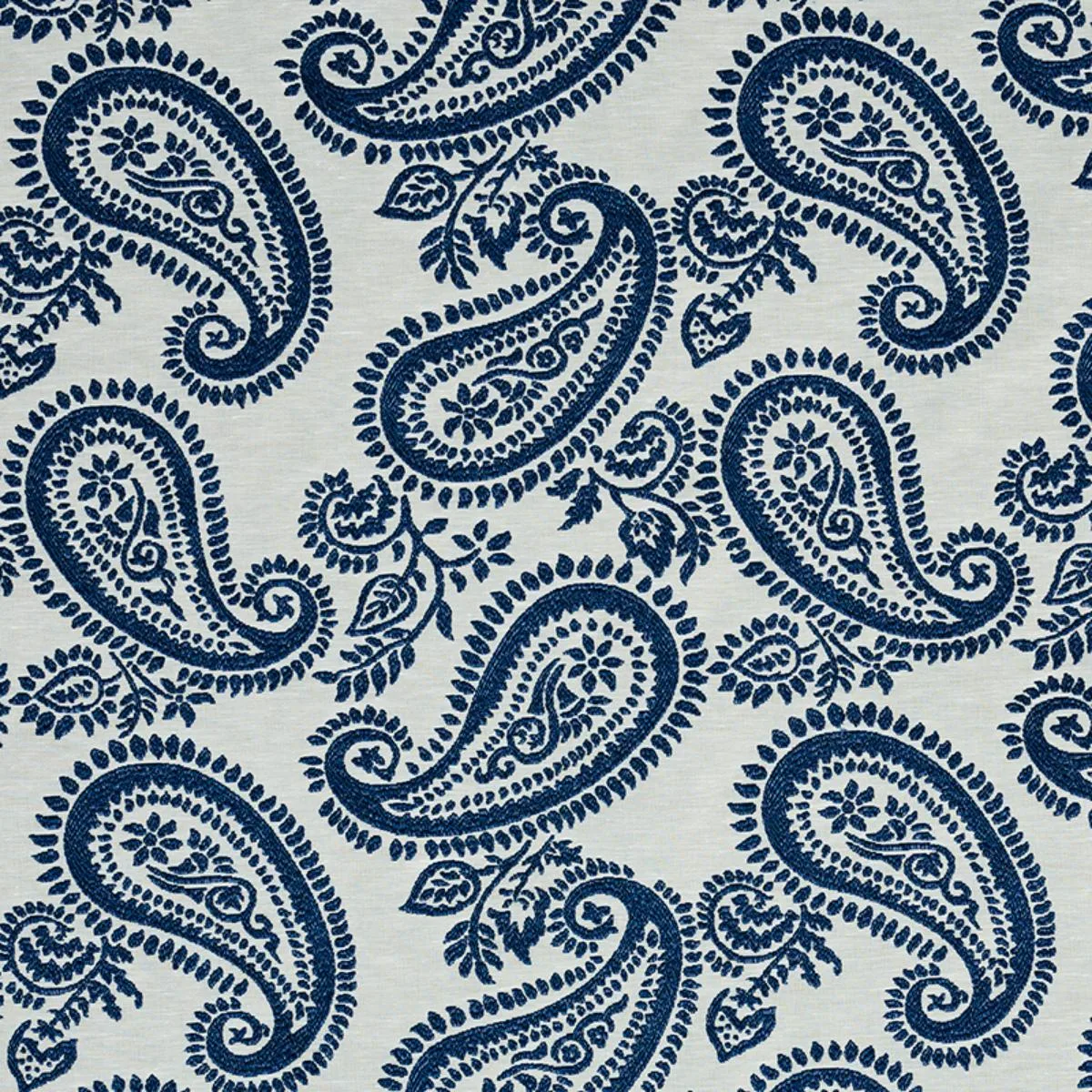 Schumacher 78722 Milena Paisley Blue fabric swatch