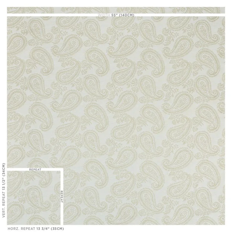 Schumacher 78720 Milena Paisley Natural fabric swatch
